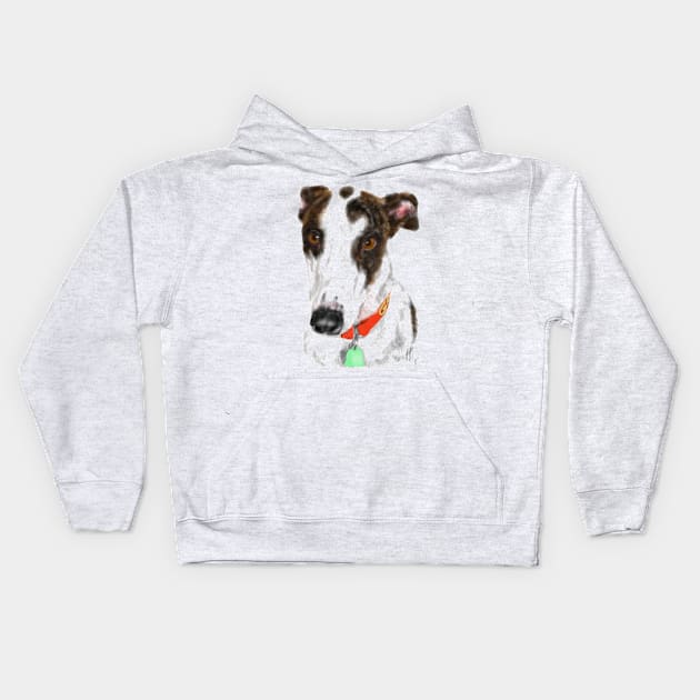 A sweet greyhound pooch Kids Hoodie by LITDigitalArt